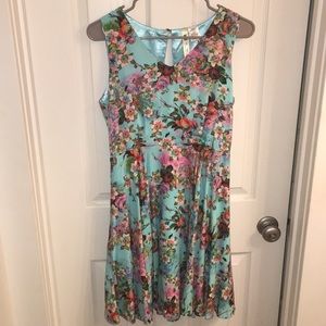 Blue floral silky dress